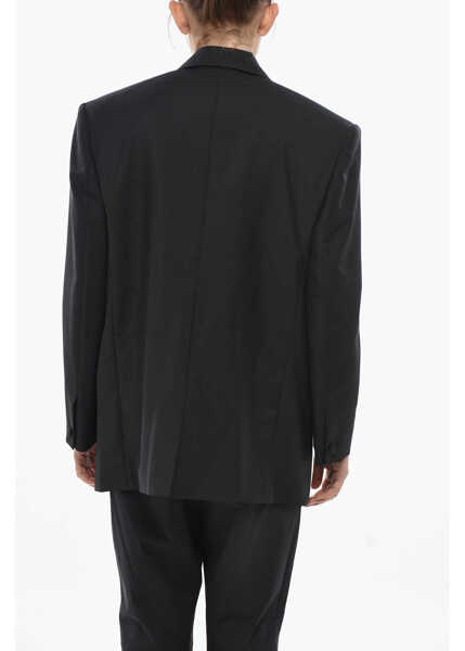 Sacouri Givenchy Oversized Double-Breasted Blazer With Padded Shoulders Black Femei (BM 19754390) 2