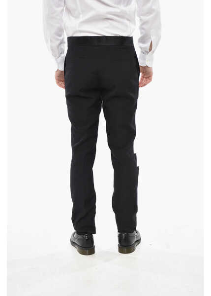 Pantaloni casual Givenchy Wool Trousers With Satin Cut-Out Details Black Barbati (BM 19754393) 2