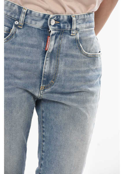 Blugi drepti DSQUARED2 High-Waist Stretch Denim Jeans Cropped Twiggy 15Cm Blue Femei (BM 19754396) 3