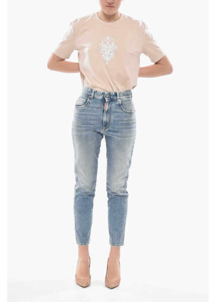 Blugi drepti DSQUARED2 High-Waist Stretch Denim Jeans Cropped Twiggy 15Cm Blue Femei (BM 19754396) 4