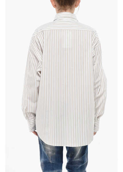 Camasi casual FILIPPA K Casual Cotton Awning-Striped Shirt White Femei (BM 19754399) 2