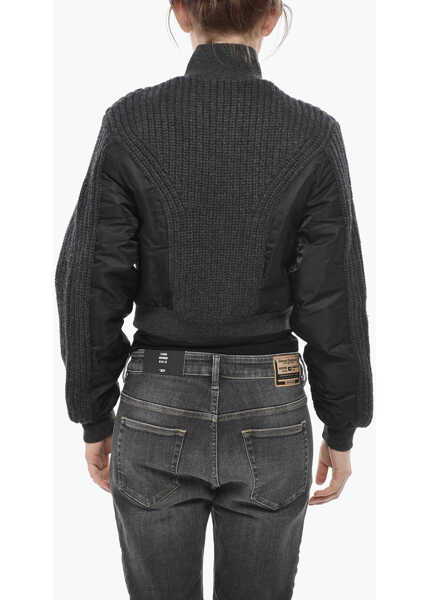 Bomber jacket Diesel Knit Bomber M-Odena With Nylon Inserts Black Femei (BM 19754405) 2