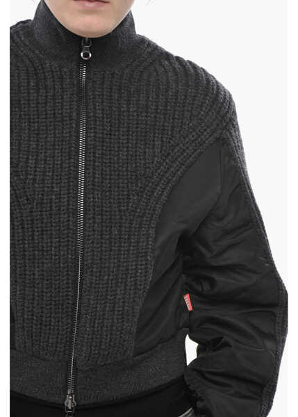 Bomber jacket Diesel Knit Bomber M-Odena With Nylon Inserts Black Femei (BM 19754405) 3