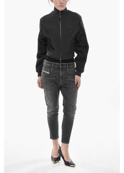 Bomber jacket Diesel Knit Bomber M-Odena With Nylon Inserts Black Femei (BM 19754405) 4