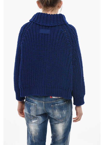Pulovere casual Givenchy Wool Turtleneck Pullover With 3/4 Sleeves Blue Femei (BM 19754408) 2