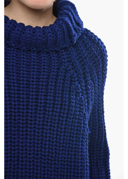 Pulovere casual Givenchy Wool Turtleneck Pullover With 3/4 Sleeves Blue Femei (BM 19754408) 3