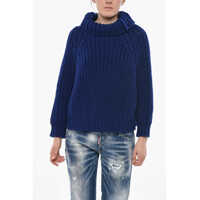 Pulovere casual Wool Turtleneck Pullover With 3/4 Sleeves Femei