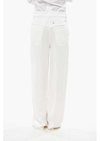 Pantaloni casual Givenchy Viscose Palazzo Trousers With Denim Detail White Femei (BM 19754411) 2