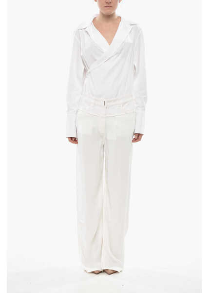 Pantaloni casual Givenchy Viscose Palazzo Trousers With Denim Detail White Femei (BM 19754411) 4