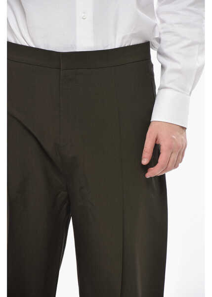 Pantaloni casual Givenchy Straight-Fit Wool Trousers With Single Pleat Military Green Barbati (BM 19754414) 3