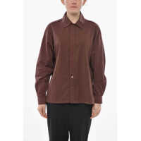Camasi casual Poplin Cotton Shirt With Snap Buttons Femei
