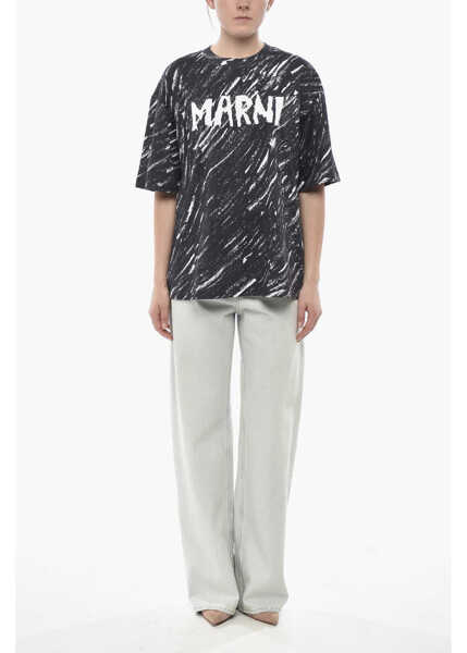 Tricouri Marni Printed Cotton T-Shirt With Printed Logo Black Femei (BM 19754426) 4