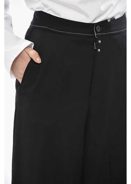 Pantaloni casual Maison Margiela Mm6 Wool-Blend Palazzo Trousers With Exposed Seams Black Femei (BM 19754432) 3