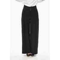 Pantaloni casual Mm6 Wool-Blend Palazzo Trousers With Exposed Seams Femei