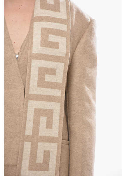 Esarfe Givenchy Cashmere-Blend Coat With Integrated Scarf And Monogram Motif Beige Femei (BM 19754435) 3