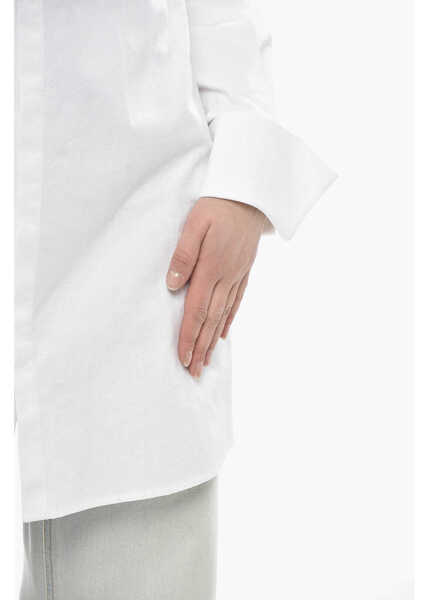 Camasi casual Maison Margiela Mm6 Jacquard Poplin Shirt With Hidden Placket White Femei (BM 19754438) 3