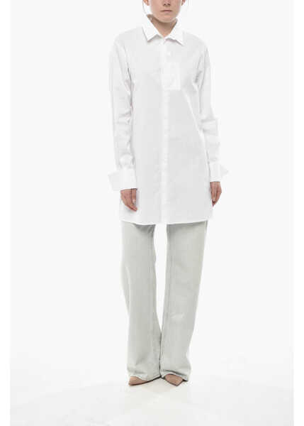 Camasi casual Maison Margiela Mm6 Jacquard Poplin Shirt With Hidden Placket White Femei (BM 19754438) 4