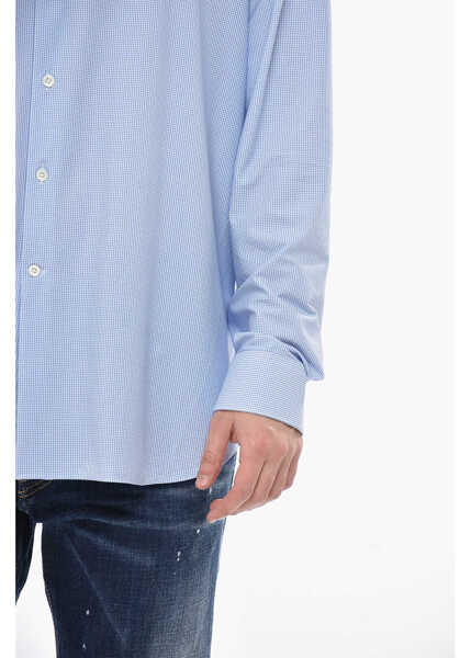 Camasi casual CORNELIANI Stretch Fabric Micro-Check Shirt Blue Barbati (BM 19754444) 3