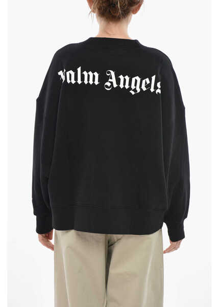 Bluze de trening Palm Angels Brushed Cotton Crewneck Sweatshirt Classic Logo Black Femei (BM 19754450) 2