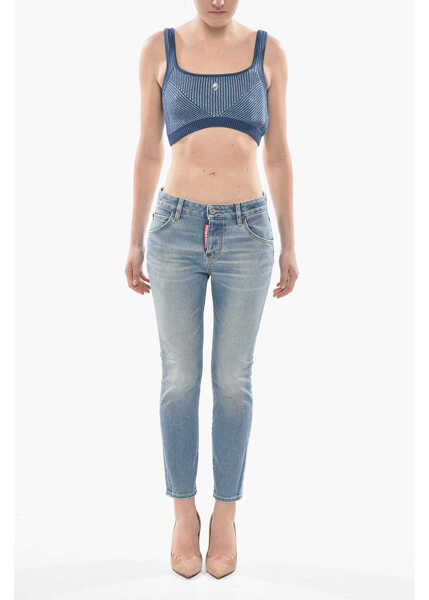 Blugi skinny DSQUARED2 Stretch Denim Jeans Cool Girl 15Cm Blue Femei (BM 19754456) 4
