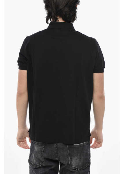 Tricouri Polo DSQUARED2 Polo Tennis Fit Solid-Color With Embossed Logo Black Barbati (BM 19754546) 2