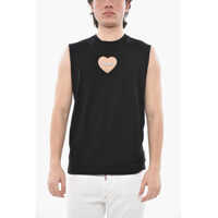 Tricouri Sleeveless Cotton Crew-Neck T-Shirt With Rhinestone Logo Barbati