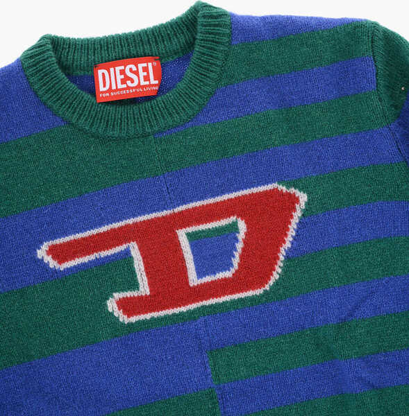 Pulovere Diesel Striped Wool-Blend Crewneck Sweater Kemply Blue Baieti (BM 19754567) 2