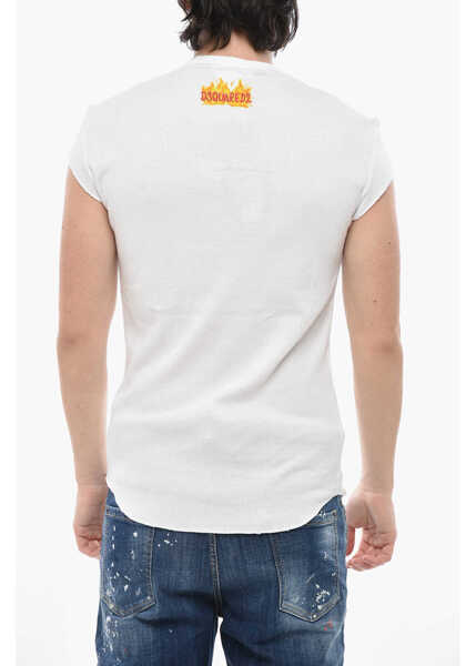 Tricouri DSQUARED2 Crew Neck T-Shirt Choke Fit, Ribbed White Barbati (BM 19754570) 2