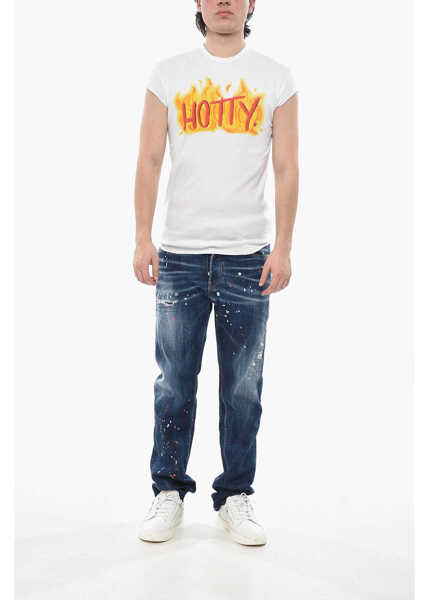 Tricouri DSQUARED2 Crew Neck T-Shirt Choke Fit, Ribbed White Barbati (BM 19754570) 4