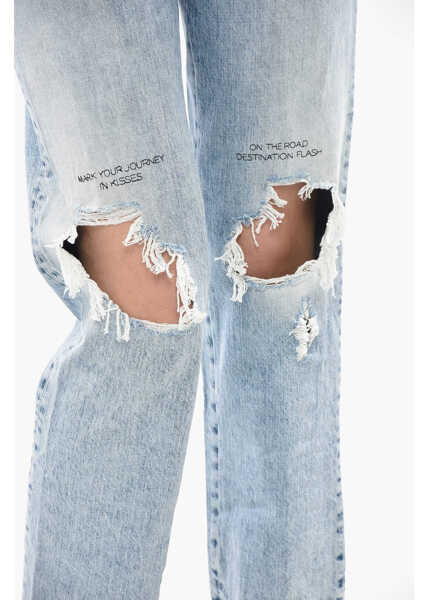 Blugi drepti DSQUARED2 Destroyed Jeans Boston Straight-Leg With 18Cm Print Blue Femei (BM 19754573) 3