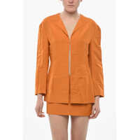 Camasi casual Linen-Blend Shirt With Double Slits Femei