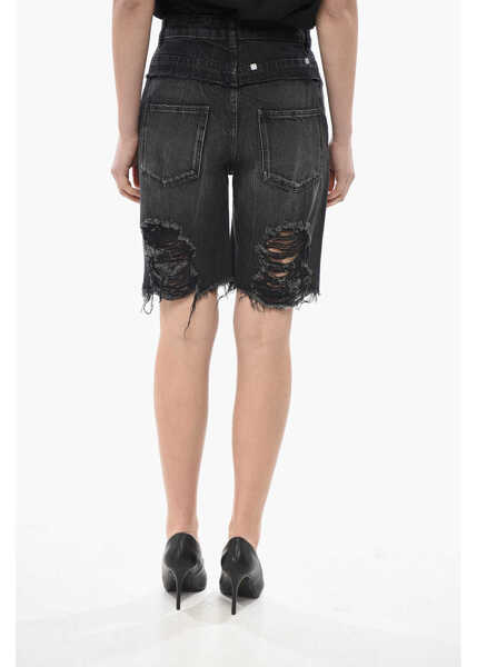Pantaloni scurti Givenchy Distressed Denim Shorts With Belt Loops Black Femei (BM 19754585) 2