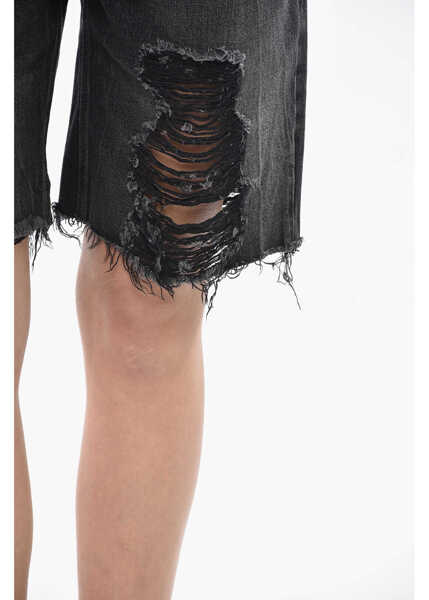 Pantaloni scurti Givenchy Distressed Denim Shorts With Belt Loops Black Femei (BM 19754585) 3