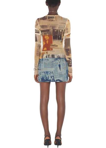 Fuste casual Jean Paul Gaultier Miniskirt With Newspaper Print DENIM Femei (BM 19756142) 3