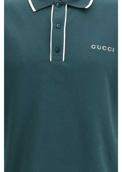 Tricouri Polo Gucci Logoed Polo Shirt PETROLIUM/MIX Barbati (BM 19756208) 3
