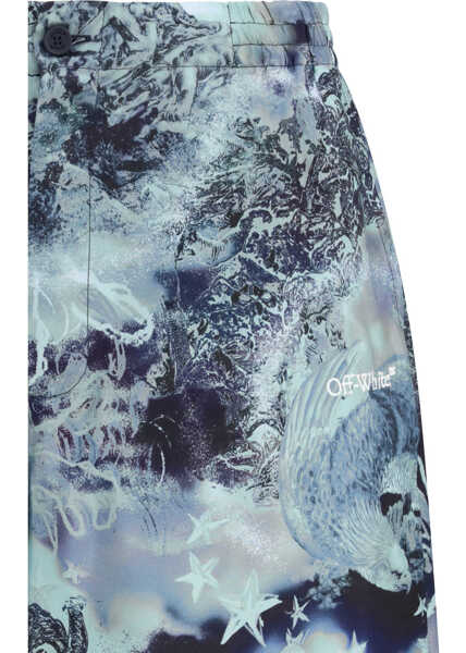 Pantaloni casual Off-White Printed Bowling Shorts MULTICOLOR BLUE Barbati (BM 19756460) 3