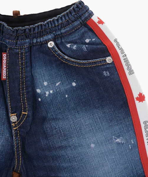Pantaloni scurti DSQUARED2 Denim Shorts With Contrast Side Stripes Blue Baieti (BM 19756898) 2