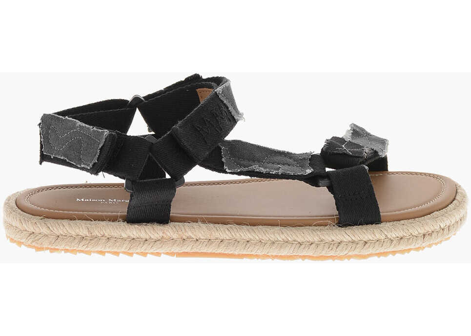 Sandale Maison Margiela M22 Canvas Sandals With Velcro Closure And Rope Sole Black Barbati (BM 19756925) 3