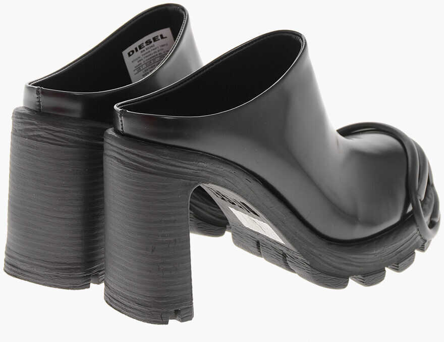 Papuci Diesel Mules D-Hammer Ml D W Dressy Leather With 10Cm Maxi Embossed Black Femei (BM 19756958) 2