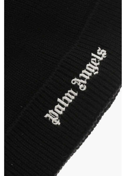 Caciuli Palm Angels Cotton Beanie Classic Logo Black Barbati (BM 19756973) 2