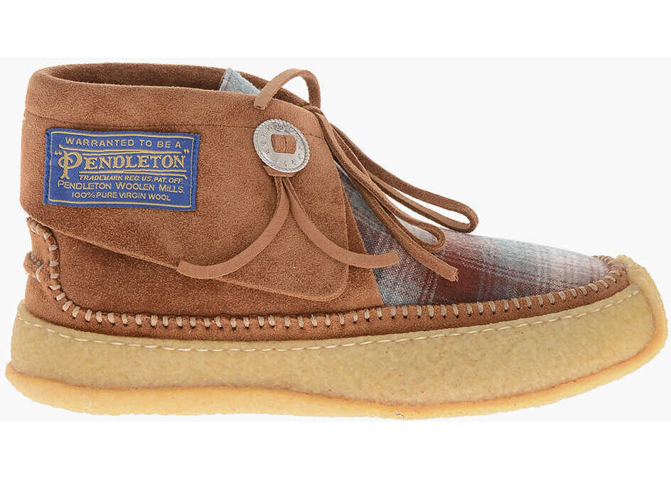 Ghete Maison Margiela M22 Suede Ankle Boots With Tartan Wool Insert Brown Barbati (BM 19756976) 3