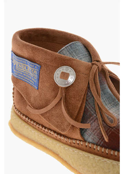 Ghete Maison Margiela M22 Suede Ankle Boots With Tartan Wool Insert Brown Barbati (BM 19756976) 4