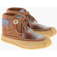 Ghete M22 Suede Ankle Boots With Tartan Wool Insert Barbati