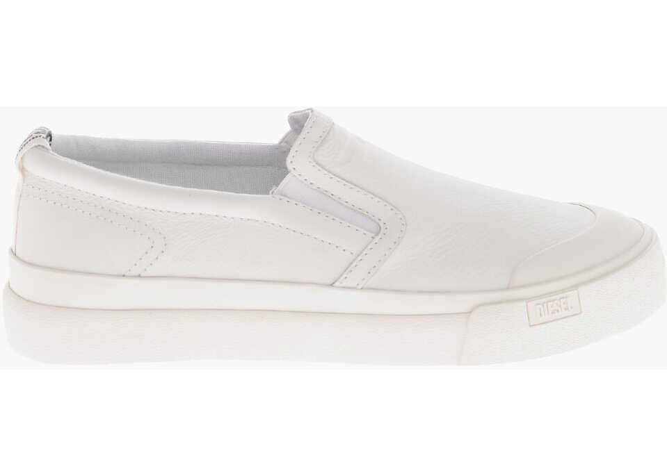 Pantofi slip-on Diesel Solid-Color Leather Slip-Ons S-Athos White Barbati (BM 19756979) 3
