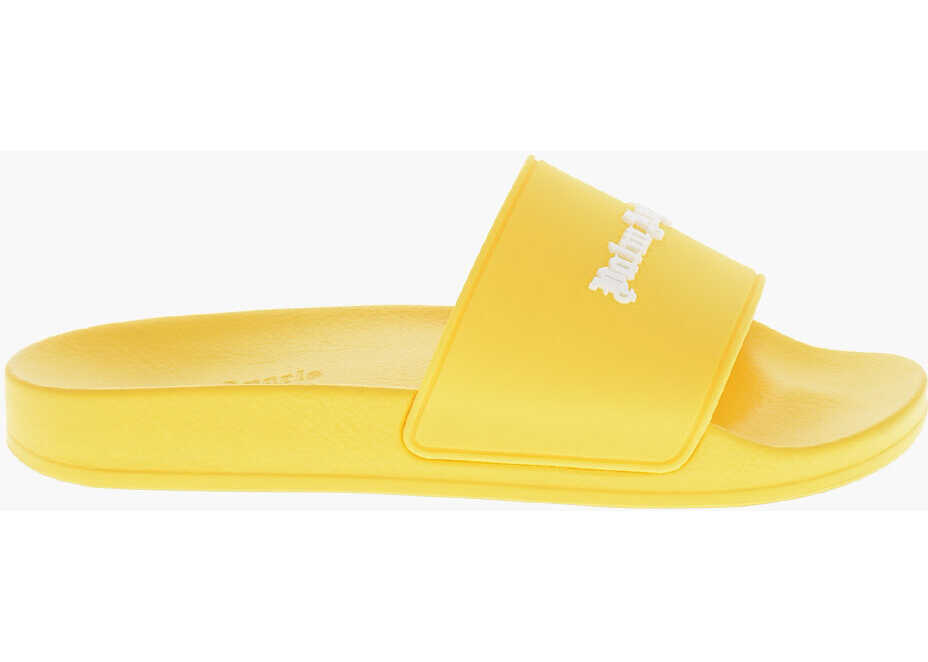 Sandale Palm Angels Rubber Slides Classic Logo With Logo Yellow Barbati (BM 19756982) 3