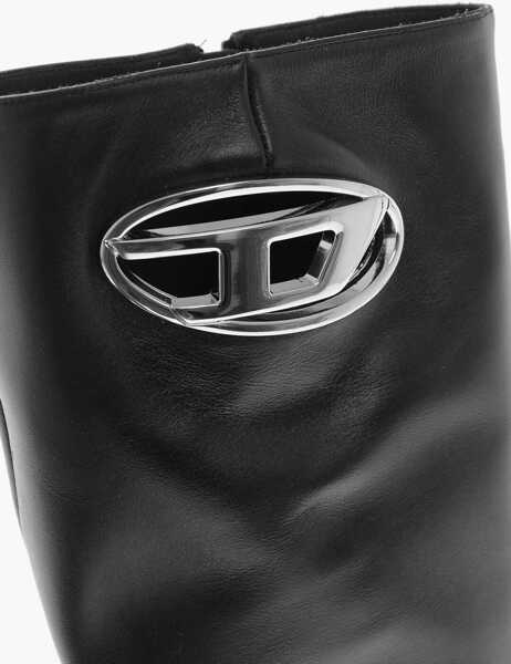 Botine Diesel Leather Boots D-Venus With Cut-Out Logo And 9Cm Heel Black Femei (BM 19757009) 4