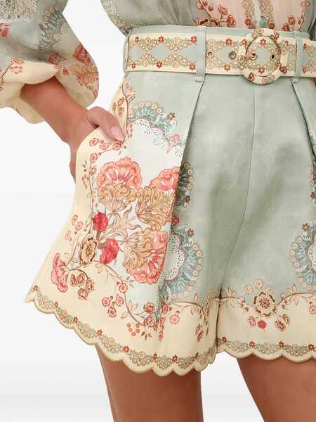 Pantaloni scurti ZIMMERMANN Daylight Tuck Linen Shorts WALLPAPER-FLORAL-MINT Femei (BM 19758131) 5