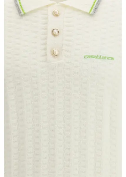 Tricouri Polo Casablanca Boucl tennis Polo Shirt WHITE Barbati (BM 19758152) 3