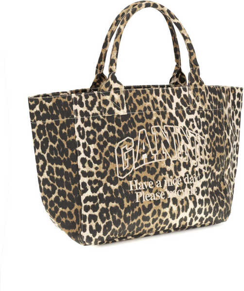 Genti de umar Ganni Leopard Tote Bag ALMOND MILK Femei (BM 19758191) 2
