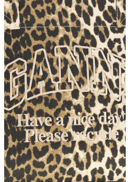 Genti de umar Ganni Leopard Tote Bag ALMOND MILK Femei (BM 19758191) 4